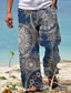 baratos calça casual-Homens Calças Calça verão Calças de praia Com Cordão Cintura elástica Impressão 3D Estampas Abstratas Flor Conforto Casual Diário Feriado Roupa de rua Havaiana Rosa Azul