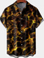 tanie Męskie koszule z nadrukiem-Męskie Koszula Letnia koszula Wzory graficzne Płomień Wieczorne Żółty Fioletowy Zielony Druk 3D Na zewnątrz Ulica Krótkie rękawy Przycisk w dół Nadruk Odzież Tropikalny Hawajskie Designerskie