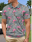 cheap 3D Polo-Men&#039;s Polo Shirt Golf Shirt Flamingo Graphic Prints Turndown Gray Outdoor Street Short Sleeves Button-Down Print Clothing Apparel Sports Fashion Streetwear Designer