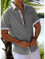 cheap Men&#039;s Casual Shirts-Men&#039;s Linen Shirt White Blue Green Casual Shirt Summer Shirt Beach Shirt White Blue Green Short Sleeve Plain Lapel Spring &amp; Summer Hawaiian Holiday Clothing Apparel Front Pocket