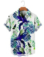 baratos Camisas havaianas-Homens Camisa Social Camisa havaiana Floral Estampas Abstratas Folhas Aberto para a Lateral Azul Roxo Verde Impressão 3D Rua Casual Manga Curta Botão para baixo Imprimir Roupa Tropical Moda Havaiana