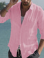 cheap Men&#039;s Casual Shirts-Men&#039;s Shirt Linen Shirt Summer Shirt Beach Shirt Black White Pink Long Sleeve Solid Color Collar Spring &amp; Summer Casual Daily Clothing Apparel Button-Down