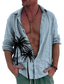 billige fritidsskjorter for menn-Herre linskjorte Sommerskjorte Strandskjorte Aftæpning Vår sommer Langermet Rosa Blå Kakifarget Palmetre Avslappet Daglig Klær