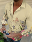 billiga Skjortor med tryck för män-Herr Skjorta Blommig Grafisk Nedvikt Vit Gul Ljusgrön Rodnande Rosa Blå Tryck Utomhus Ledigt Långärmad Mönster Button-Down Kläder Mode Designer Ledigt Bekväm