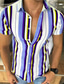 abordables camisas casuales de los hombres-Hombre Camisa Camisa de verano A Rayas Cuello Vuelto Amarillo Morado Azul / Blanco Exterior Calle Manga Corta Abotonar Ropa Moda Casual Transpirable Cómodo