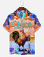 billige Hawaiiskjorter-Herre Skjorte Hawaii skjorte Bogstaver Grafiske tryk Kylling Strand Aftæpning Rødgrøn Blå Orange Afslappet Hawaiiansk Kortærmet Knap ned Trykt mønster Tøj Tropisk Mode Hawaiiansk Blødt
