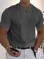 billige Casual T-shirts til mænd-Herre T-shirt Tee Top Vanlig V-hals Ferierejse I-byen-tøj Kortærmet Knap Frontlomme Tøj Mode Designer Basale