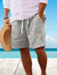 billiga linne byxor-Herr Sommarshorts Beach Shorts Snörning Elastisk midja 3D-utskrift Grafisk Kokosnötsträd Andningsfunktion Mjuk Kort Ledigt Dagligen Helgdag Streetwear Hawaiisk Gul Rodnande Rosa Microelastisk