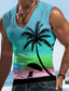 billige Treningsskjorter uten armer-Herre Vest topp Ermeløs T-skjorte for menn Grafisk Kokosnøttre V-hals Klær 3D-utskrift Sport Løp Ermeløs 3D-utskrift Designer Fritid Muskel