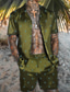 baratos Conjuntos de camisas masculinas-Homens Conjunto de camisa Camisa havaiana Floral Estampas Abstratas Aberto para a Lateral Verde Claro Vermelho Azul Roxo Rua Casual Manga Curta Imprimir Roupa Tropical Moda Havaiana Designer