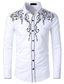Χαμηλού Κόστους Επίσημα πουκάμισα-ανδρικά κεντημένα δυτικά πουκάμισα καουμπόη με μακρυμάνικο πουκάμισο με λεπτή εφαρμογή casual πουκάμισο με κουμπιά μαύρο μικρό