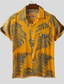 preiswerte Hawaiihemden-Herren Hawaiihemd Sommerhemd Hemd Sommerhemd Strandhemd Schwarz Weiß Gelb Rot Dunkelblau Kurzarm Blatt Grafik-Drucke Lagerkragen Urlaub Ausgehen Tasche Bekleidung Modisch Hawaiianisch