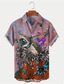 tanie Koszule hawajskie-Męskie Koszula Koszula hawajska Zwierzę Czaszka Rekin Wzory graficzne Wieczorne Czerwony Fioletowy Zielony Druk 3D Na zewnątrz Ulica Krótkie rękawy Przycisk w dół Nadruk Odzież Tropikalny Moda