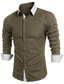 Недорогие Нарядные рубашки-мужская классическая рубашка сплошной цвет отложной армейский зеленый коричневый серый уличный повседневный длинный рукав одежда на пуговицах мода повседневная удобная / пляжная