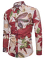 זול חולצות קז&#039;ואל לגברים-בגדי ריקוד גברים חולצה חולצת הוואי חולצה עם כפתורים חולצת קיץ חולצה קז&#039;ואל ורוד בהיר שחור צהוב ורוד מסמיק אודם שרוול ארוך דפוס פרח / צמחים צווארון חולצה בָּחוּץ ליציאה דפוס ביגוד