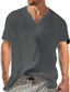 billiga fritidsskjortor för män-Herr linneskjorta Sommarskjorta Svart Vit Gul Kortärmad Slät V-hals Vår &amp; sommar Hawaiisk Helgdag Kläder