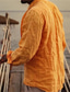 baratos camisas de linho masculinas-Homens camisa de linho camisa de verão camisa de praia Amarelo Manga Longa Tecido Aberto para a Lateral Primavera &amp; Outono Casual Diário Roupa Botão para baixo