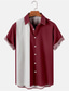 billige Hawaiiskjorter-Herre Bowling skjorte Lejrskjorte Farveblok Aftæpning Hvid+Rød Blå Grøn Daglig Ferie Kortærmet Knap ned Tøj Hawaiiansk Farveblok Årgang Bekvem