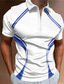 voordelige 3D-ritspolo-Voor heren POLO Shirt Polo met rits Golfshirt Grafische prints Geometrie Lineair Strijkijzer Geel Rood blauw Oranje Groen Buiten Straat Korte Mouw Vetoketju Afdrukken Kleding Modieus Ontwerper Casual