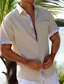 abordables camisas casuales de los hombres-Hombre camisa de lino Camisa casual Camisa de verano Camisa de playa Blanco Azul Piscina Verde Manga Corta Plano Diseño Primavera verano Hawaiano Festivos Ropa Bolsillo delantero