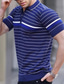 voordelige 3D-ritspolo-Voor heren POLO Shirt Golfshirt Casual Feestdagen Revers Kwart ritssluiting Korte mouw Modieus Basic Grafisch Gestreept Kwart ritssluiting Zomer Normale pasvorm Zwart Wit Rood Hemelsblauw Kameel