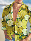 baratos Camisas Estampadas Masculinas-Homens Camisa Social Camisa havaiana Floral Rosa Estampas Abstratas Aberto para a Lateral Amarelo Vermelho Azul Laranja Ao ar livre Rua Manga Longa Botão para baixo Imprimir Roupa Moda Roupa de rua