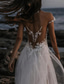 cheap Wedding Dresses-TS Beach Open Back Boho Wedding Dresses A-Line Off Shoulder Cap Sleeve Court Train Lace Bridal Gowns With Appliques Solid Color 2024