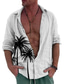 cheap Men&#039;s Casual Shirts-Men&#039;s Linen Shirt Summer Shirt Beach Shirt Turndown Spring &amp; Summer Long Sleeve Pink Blue Khaki Palm Tree Casual Daily Clothing Apparel