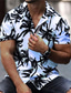baratos Camisas havaianas-Homens Camisa Social Camisa havaiana Coqueiro Estampas Abstratas Aberto para a Lateral Branco Amarelo Azul Roxo Laranja Rua Casual Manga Curta Imprimir Botão para baixo Roupa Tropical Moda Havaiana