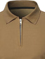 cheap Zip Polo-Men&#039;s Polo Shirt Zip Polo Casual Daily Quarter Zip Short Sleeve Fashion Basic Plain Zipper Summer Regular Fit Yellow Pink Brown Polo Shirt