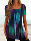 preiswerte Streifen- und geometrisches T-Shirt-T-Shirt Tunika für Damen in Übergröße, Basic, Blumenmuster, Streifenmuster, kurzärmlig, normale Oberteile, quadratischer Ausschnitt, lässig, Urlaub, schwarz, weiß, rosa, lila, dunkelgrau