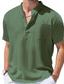 お買い得  メンズカジュアルシャツ-男性用 リネンシャツ サマーシャツ カラー 夏 半袖 ライトイエロー ホワイト ライトグリーン 平織り 祝日 バケーション 衣類 フロントポケット