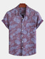 cheap Hawaiian Shirts-Men&#039;s Shirt Summer Hawaiian Shirt Graphic Hawaiian Aloha Tribal Design Classic Collar Blue Purple Green Daily Beach Short Sleeve Clothing Apparel Basic Boho Designer