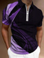 billiga mäns våg-Herr Zip Polo POLO Shirt Golftröja Nedvikt Mode Designer Ledigt Kortärmad Gul Armégrön Rubinrött Kungsblå Blå Purpur Linjär 3D-tryck Nedvikt Blixtlås Ledigt Dagligen Dragkedja Mönster Kläder Kläder