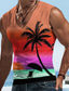 voordelige Gym tanktops-Voor heren Vest Top Mouwloos T-shirt voor heren Grafisch Kokosnootboom V-hals Kleding 3D-afdrukken Sport Hardlopen Mouwloos 3D-afdrukken Ontwerper Casual Spier