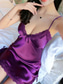 cheap Sexy Lingerie-Women&#039;s Valentine Night Dress Sexy Lingerie Satin Lace Party Dress Summer Black Dress Mini Dress Cute Backless Solid Color Strap Lounge Black White Summer Spring Home Outfits Date Night Outfit