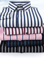 abordables Camisas de vestir-Hombre Camisa Camisa para Vestido A Rayas Blanco + Vino Azul Piscina Rosa Rojo Azul Marino Manga Corta Ropa Básico Negocios