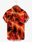 tanie Męskie koszule z nadrukiem-Męskie Koszula Oświetlenie Wzory graficzne Wieczorne Czerwony Fioletowy Zielony Druk 3D Na zewnątrz Ulica Krótkie rękawy Przycisk w dół Nadruk Odzież Tropikalny Moda Hawajskie Designerskie