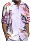 tanie Koszule hawajskie-Męskie Koszula Koszula hawajska Wzory graficzne Zachód słońca Wieczorne Żółty Jasnofioletowy Fioletowy Pomarańczowy Na zewnątrz Ulica Krótkie rękawy Nadruk Odzież Moda Moda miejska Designerskie