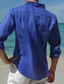 זול חולצות קז&#039;ואל לגברים-בגדי ריקוד גברים חולצת פשתן חולצת קיץ חולצת חוף צווארון מתקפל אביב קיץ שרוול ארוך שחור לבן כחול כהה אחיד חגים חופשה ביגוד