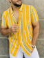 preiswerte Freizeithemden für Herren-Herren Hemd Knopfhemd Sommerhemd Lässiges Hemd Gelb Kurzarm Gestreift Umlegekragen Täglich Urlaub Bedruckt Bekleidung Modisch Brautkleider schlicht Komfortabel