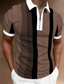 voordelige 3D-ritspolo-Voor heren Polo met rits POLO Shirt Casual Dagelijks Kwart ritssluiting Korte mouw Modieus Basic Kleurenblok Verticale stroken Vetoketju Zomer Normale pasvorm Donkergeel Blozend Roze Blauw Bruin