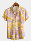 cheap Hawaiian Shirts-Men&#039;s Shirt Summer Hawaiian Shirt Graphic Hawaiian Aloha Tribal Design Classic Collar Yellow Red Light Blue Daily Beach Short Sleeve Clothing Apparel Basic Boho Designer