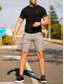 billige chinoshorts til mænd-Herre Shorts Chino shorts Bermuda shorts Lomme Ternet Komfort Åndbart udendørs Daglig I-byen-tøj Bomuldsblanding Mode Gade Sort Grå