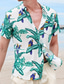 cheap Men&#039;s Printed Shirts-Men&#039;s Shirt Summer Hawaiian Shirt Button Up Shirt Summer Shirt Casual Shirt Blue Short Sleeves Graphic Prints Lapel Street Vacation Print Clothing Apparel Fashion Leisure Hawaiian