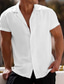 billige mænds fritidsskjorter-Herre Skjorte Casual skjorte Sommer skjorte Cubansk skjorte Sort Hvid Navyblå Himmelblå Brun Kortærmet Vanlig Krave Daglig Ferierejse Tøj Mode Afslappet Bekvem