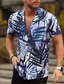 levne Pánské košile s potiskem-Pánské Košile Havajská košile Aloha Lístky Přehnutý Červenobílá Fialová Trávová zelená Tisk Ležérní Denní Krátký rukáv Tlačítko dolů Tisk Oblečení Módní Designové Na běžné nošení