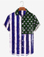Недорогие Гавайские рубашки-Муж. Рубашка Гавайская рубашка Графические принты Американский флаг Отложной Красный Синий Серый Для улицы Повседневные Короткие рукава Кнопка вниз С принтом Одежда