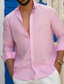 preiswerte Freizeithemden für Herren-Herren leinenhemd Sommerhemd Strandhemd Schwarz Weiß Rosa Langarm Glatt Kargen Frühling Sommer Hawaiianisch Festtage Bekleidung Grundlegend