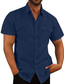 levne pánské neformální košile-Pánské Košile plátěná košile Černá Bílá Námořnická modř Krátké rukávy Bez vzoru Přehnutý Jaro léto Ležérní Denní Oblečení Přední kapsa